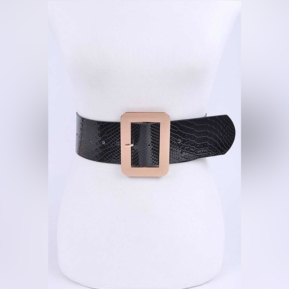Rainbow Metallic Vegan Snakeskin Leather Statement Belt